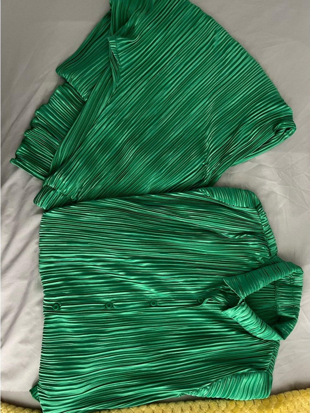 Green Pleated Pants Set